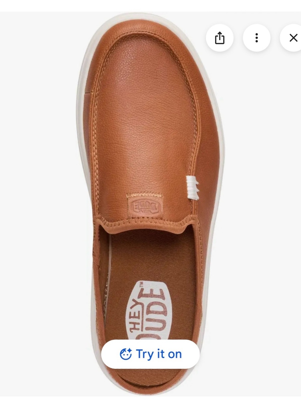Hey Dude Austin Lift Slip-On Loafer Mule in Cognac Leather Size 10